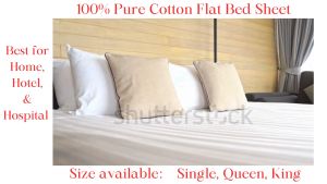 Single/King/Queen Bedsheet 100% Cotton Hotel Home and Hospital use | Tilam Putih Kapas 100% | Made in Pakistan