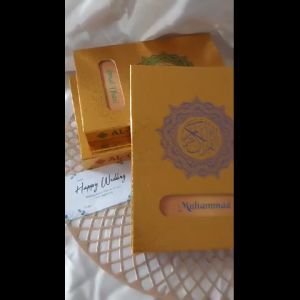 ALQuran Cover Emas Premium FREE Custom Nama Ukuran A5 Free Kalam & Tasbih Mutiara Premium