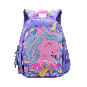 Australia Smiggle Original Childrens Schoolbag Girls Backpack Cartoon Purple Unicorn ice cream Kids Bags 14 Inches New Fashion