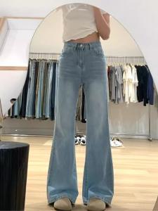 Blue High Waist Bell Bottom Slimming Jeans Womens 2025 Autumn New plus Size Wide Leg Flared Pants Female Fashionable