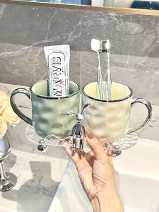Elegant Ceramic Toothbrush And Cup Set for Couples Simple Design Bathroom Accessories Dental Care Utensils Home Use
