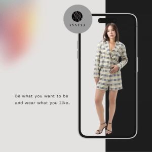 สูท อัดกาว แขนยาว มีกระดุม-เสื้อครอปเข้ารูป คอเหลี่ยม-กางเกงขาสั้น ขาธรรมดา 1 สี 6 ไซร์ สาวออฟฟิศ ปรับลดขนาดได้ | Annyya