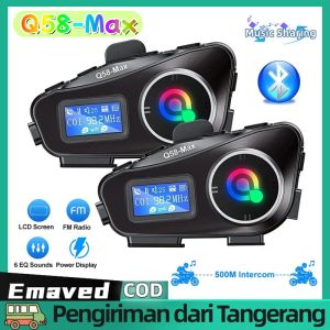 Interkom Helm Q58 MAX Headset Earphone Bluetooth Layar LCD Headset Helmet Dua Orang Dua Arah