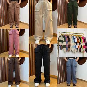 BUNDLING POCKY SWEATER CROP MIX JOOLY PANTS - PAKAIAN WANITA TERBARU CREWNECK MULTICOLOUR MIX CARGO PANTS JOOLY