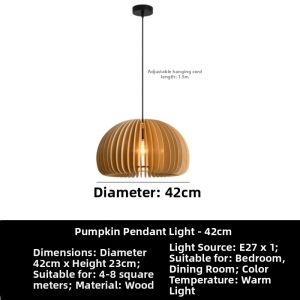 SANGEJIANGREN | Retro Wooden Dining Pumpkin Chandelier