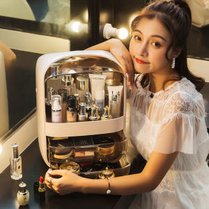 Luxury Large Size Cosmetic Storage Box Dustproof Home Use Skin Care Products Organizer Elegant Desktop Makeup Box