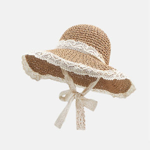 หมวกกันแดดปีกกว้างสไตล์วันหยุดฤดูร้อนสำหรับผู้หญิง หมวกไหมพรมป้องกันรังสียูวีแบบผูกโบว์ หมวกทรงสี่เหลี่ยม สไตล์ลำลอง หมวกทรงแบน