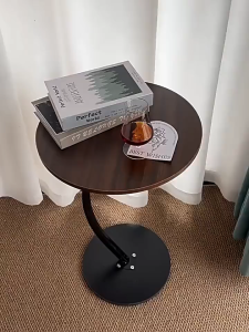 🔥SG Local Seller🔥Upgrade Modern Round Marble Slab Side Table C-Shaped Thickened Carbon Steel Frame End Table with Stable Bas