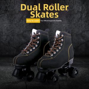 Keluojing | New Black and White Quad Roller Skates Flash 4 Wheels