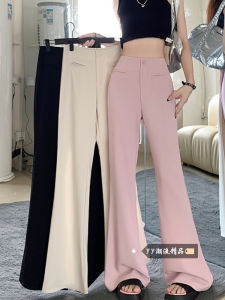 Slim Fit Casual Pants Womens Thin Suit Long Pants Flared Legs Straight Leg Pants Pure Color Winter New Arrival Korean Style