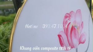 Tranh tròn hoa sen hồng nền trắng tao nhã decor phòng khách tinh tế sang trọng gồm chất liệu vải canvas và tráng gương