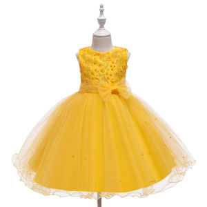 Baby Girls Clothes Girls Princess Dress Bow Flower Sequin Pearl Layered Girls Dress Midi Girls Birthday Gift Flower Girls Wedding Dress Girl Kids Dress Dancing Performance Photoshoot Costume Age 2 3 4 5 6 7 8 9 10