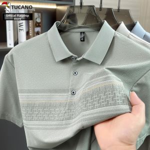 TUCANO | Ice Silk Short Sleeve Collared Business Tshirt for Elderly Men
