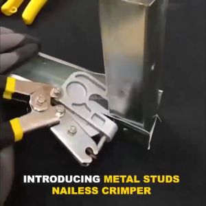 Non-Slip Stud Plier Sturdy Time Saving Pliers Metal Studs Nailless Crimper For Fastening Metal Studs Work Home Tool Durable Handheld Punch Steel Pliers Long Nose Keel Forceps