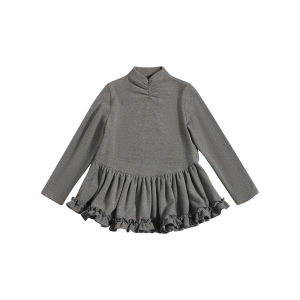toz mama | Design Fleece-lined T-shirt Half-high Collar Lace Long Sleeve