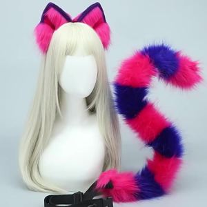 Cheshire Cat Cosplay Props Animal Ear Tail Headband Halloween Carnival Club Pub Masquerade Party Costumes Womens Headwear