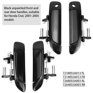Black Unpainted Front and Rear Door Handles Suitable for Honda Civic 2001-2005 Models