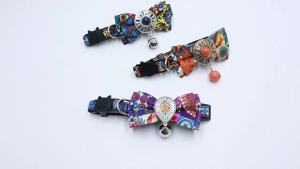 Pet Collar With Bell Cartoon Footprint Colorful Dog Puppy Kitten Collar Adjustable Safety Bell Ring Necklace Pet Accessories