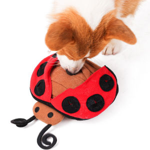 DY Loving Corgi Sniffing Toys Pet Ladybug Plush Smell Toys Funny Puzzle Leakage Training Dog Himself Play Companion Toys IQ Training Pet Products