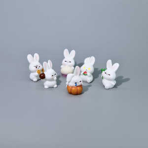 Cute Rabbit Desk Decoration Stress Relief Office Desktop Computer Screen Emotion Healing Workstation Decorations Resin Material