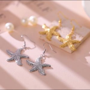 SKYRIM Titanium Stainless Steel Earrings Starfish Pendant Fashion Jewelry Womens Gift