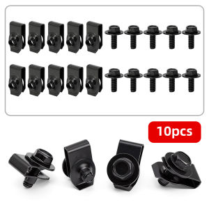 RYSJM | Car Fender Bumper Buckle U Shaped Clips Fastener Metal Bolts Screw Rivet Automobile Accessories Car Body Bolts U-nut Clips Sets