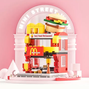 City McDonald’s House Model Building Block Street View Series Assembled Puzzle Toys for Kids