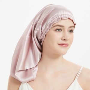 100% Mulberry Silk Sleep Cap for Long Hair Bonnet with Soft Elastic Band for Woman Hair Care