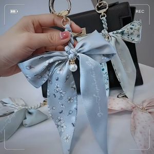 Ice Silk Ribbon Bow Keychain Handbag Accessory | Aksesori Beg Tangan Rantai Kunci Silk | 蝴蝶结包包挂件钥匙扣
