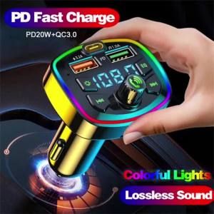 Bộ Phát FM Bluetooth 5.0 Cho Ô Tô Bộ Chuyển Đổi Âm Thanh Không Dây Có Mic Sạc Nhanh USB Hai Cổng Máy Nghe Nhạc MP3 Phụ Kiện Ô Tô