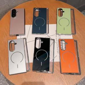 Luxury HD Tempered Glass Screen Protector Magnetic Phone Case For Samsung Z Fold 7 6 5 4 3 5G For Magsafe Wireless Plating Cover