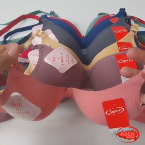 Sorex 17227 | Pakaian Dalam / BH Wanita Tanpa Kawat Busa Sedang Bahan Katun Lembut Hiasan Bunga COD Fiachi