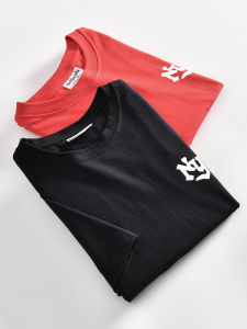 เสื้อยืดคอกลมแขนสั้นผู้ชาย ผ้าฝ้ายแท้ ระบายอากาศได้ดี ดูดซับเหงื่อ แฟชั่นฤดูร้อน เสื้อยืดคอกลมพิมพ์ลายตัวอักษร ทรงหลวม