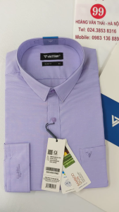 [Việt Tiến Sale] Sơ Mi Dài Tay - Slim Fit - Vạt Bầu - Màu tím nhạt họa tiết dấu - size 41 (lẻ size)