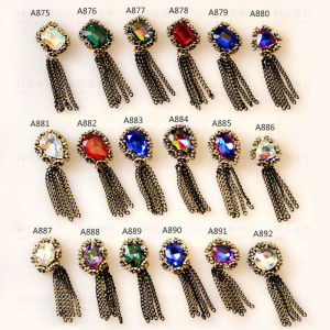 Manicure Jewelry Vintage Tassel Golden Small Flower Edge Covered Large Diamond Tassel Japanese Nail Jewelry Diamond Black Chain Pendant