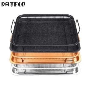 Copper Baking Tray Oil Frying Roast Pan Non-stick Chips Basket Broil Plate Grill Mesh Kitchen Tools Cooking for Home Barbeque