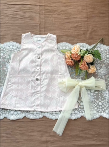 PRINCESS KESLI เสื้อผ้าเด็กเกาหลี เดรสแขนกุดลายตารางเพชรระดับสูง ชุดเด็ก 2-12 ปี