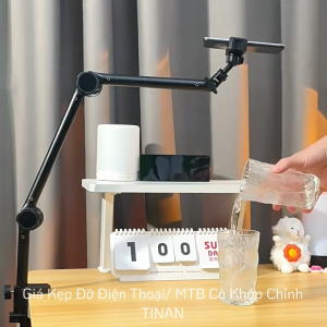 Giá Kẹp Đỡ Điện Thoại/ MTB Kim Loại Có Khớp Chỉnh Kẹp Bàn Đầu Giường Dùng Cho Livestream Xem Phim Chống Mỏi Tay