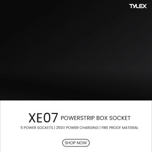 TYLEX XE07 Power Strip Box Universal Socket Port + 3 USB Charging Port 2M Thicken Copper Power Cord 100V-250V