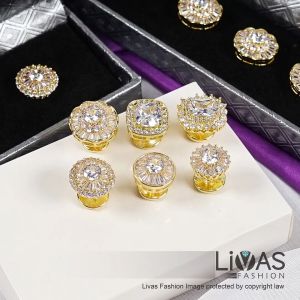 Butang Baju Melayu Zircon Premium Tahan Lasak Gold Zirconia Muslim Fashion Jewellery Accessories Premium Butang Baju Melayu