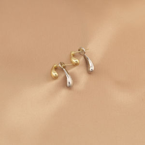 Fashionable Two-Tone Metal Drop Earrings with No Piercing Required Simple Daily Versatile Mosquito Coil Tray Clip-On Ear Jewelry