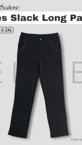 [Clearance/Rejected] Ladies Black Slack Trousers Suit Stretchy Semi Formal Long Pants with Side Pockets and Embroidery Casual Cotton Blended