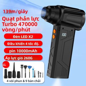 Quạt Thổi Khí Mini Turbo Jet 470000 Vòng/phút Sạc Nhanh Không Chổi Than Gió Mạnh Dùng Để Vệ Sinh Ô Tô/máy Tính Quạt Ống Gió Tốc Độ Cao