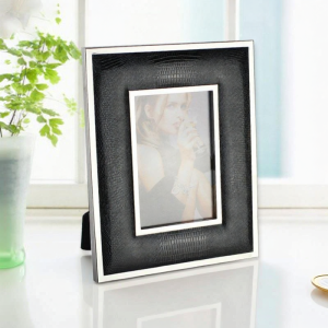 Modern Minimalist Creative Handmade Black Leather Metallic Frame
