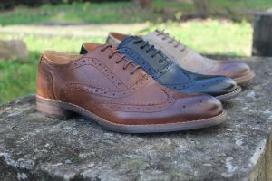 Foreign Trade Mens Shoes Carved Brogue Oxford Shoes Brogue British Retro Hand-Rub Color Genuine Leather Shoes Plus Size 4647