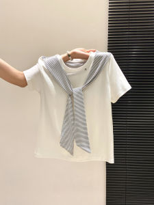 LUOSHAO | Áo Thun Tay Ngắn Có Đệm Vai Cotton Sạch Stylish