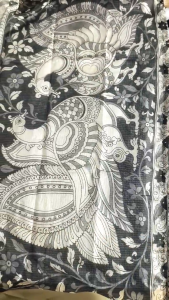SUs Soft Kota Chex Saree with Pen Kalamkari Digital Print | Matching Printed Blouse