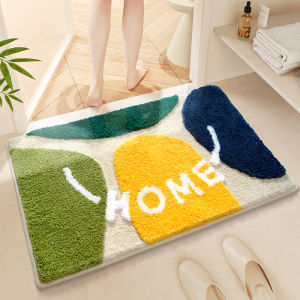 VIKAMA พรมปูพื้นดูดซับหนา พรมเช็ดเท้าแห้งเร็วในห้องน้ำ พรมกันลื่นทางเข้าห้องน้ำ ของตกแต่งบ้าน