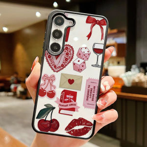 Silicone Matte Phone Case For Samsung S26 Ultra Funda Galaxy S25 FE S24 S23 Ultra S26ultra Prtotective Lanyard Love Heart Cover