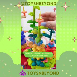 DIY Mainan Block Susun Bunga Isi 93Pcs Set Mainan Anak Perempuan Bangunan Taman Brick Garden